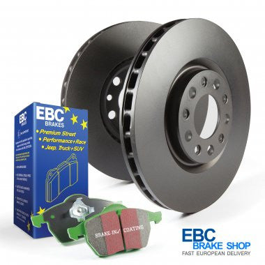 Abarth 500 EBC Greenstuff Front Pad and Plain Disc Kit-Disc and Pad Kit-EBC Brakes-[By Purdue Performance]