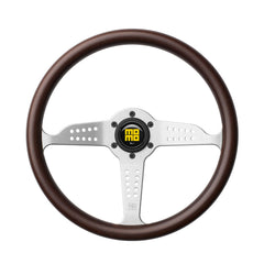 Momo Grand Prix Steering Wheel - Mahogany Wood/Silver Spoke 350mm Diameter-Steering Wheels-Momo-[By Purdue Performance]