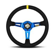 Momo Mod. 08 Steering Wheel - Blue Spoke/Black Suede 350mm Diameter-Steering Wheels-Momo-[By Purdue Performance]